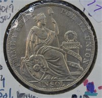 1934 Peruvian Lima One Sol 50% Silver