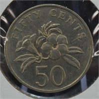 1991 Singapore 50 Cents - Ribbon Upwards