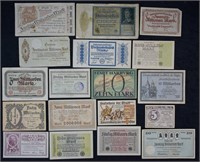 18 pcs. Early 20th Century German Mark Banknotes