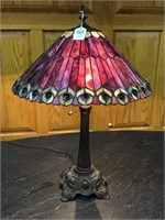 Contemp. Stained Glass Shade Table Lamp