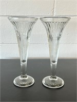 2 Vintage 1940's 12in Glass vase