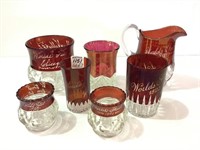 Lot of 7 Red Ruby Flash World's Fair Pieces-
