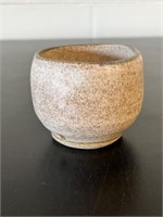 Pottery sake cup or succulent planter signed