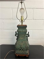 Vintage Single James Mont Style Asian Bronze Lamp