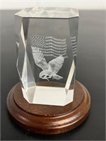 3D Laser Etched Hologram Cube Eagle American Flag