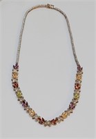 925 Italy MultiColor Gemstone Necklace
