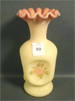 Fenton Burmese Pinched Crimped Vase
