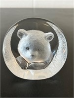 Mats Jonasson Bear Paperweight Swedish Crystal