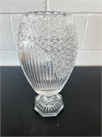 Large heavy footed crystal vase 14 inches tall