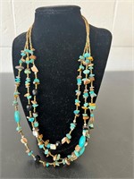 3 strand turquoise bead necklace