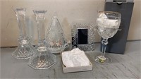 Crystal Candle Sticks Cross & Waterford Frame &