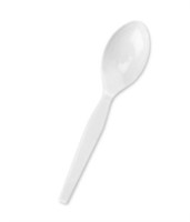 TIYA-S601-PLASTIC HEAVY WEIGHT SOUP SPOON-WHITEI34