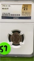 1996 W DIME NGC MS 65 FT