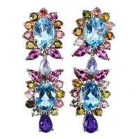 Natural Topaz Amethyst Tanzanite Tourmaline Earrin