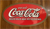 Coca-Cola oval tin sign --16x28