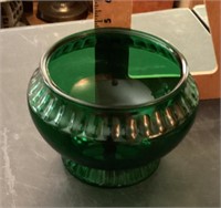 Green glass bowl