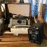 Target Brownie box camera, Polaroid 103 camera
