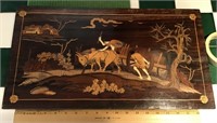 Inlaid Asian wood carving