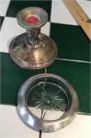 Weighted sterling candlestick, sterling coaster