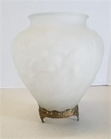 Vintage Frosted Vase With tri-Foot Base
