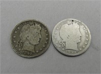 2 Rare Barber Quarters 1898 & 1899