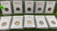 10-JEFFERSON PROOF NICKELS DIFFERENT YEARS