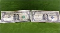 1969d 1-DOLLAR BILL & 1957a 1$-SILVER CERTIFICATE
