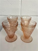 4 Jeannette CHERRY BLOSSOM PINK 3 1/4" TUMBLERS