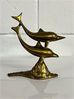 Mid century brass dolphin decor w