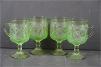 4 Tiara Green Goblets