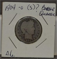 1904 Barber Silver Quarter
