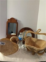 Wooden Mirror, Basket etc