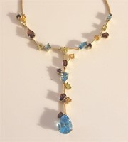 10k Multi-Color Gemstone Necklace (24.23g)