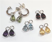 925 Gemstone Earrings - Interchangable