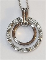Sterling 1/10 CTTW Genuine Diamond Hoop Necklace