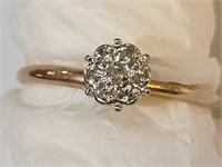 10k Cluster Flower Diamond Ring Sz 6 (2.68g)