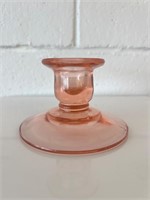 Vintage pink glass candlestick holder