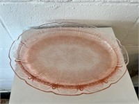Vintage Cherry Blossom Pink Depression  Platter