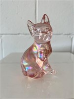 Fenton Art Glass Pink Sitting Cat  Paperweight