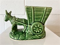 Vintage Donkey & Cart Planter Green glaze