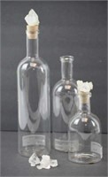 Set of Clear Glass Decanters w/ Crystal Stoppers