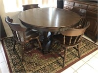 Pedestal Table w/6Chairs & 4 Leaves & Hutch