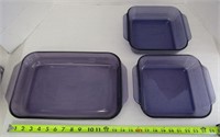 3 Piece Set Purple Pyrex Bake Ware