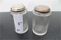 2  Early Silver Top Chemist Jars