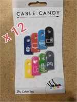 Lot of 12 Cable Candy Set of 8 Cable Tags
