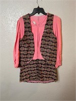 Vintage 1970’s Plaid Drop Waist Mini Dress w/ Vest