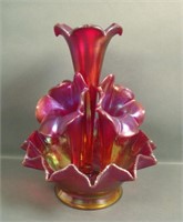 Fenton Ruby Red Stretch Glass 4 Horn Epergne
