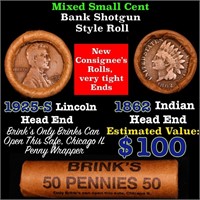 Mixed small cents 1c orig shotgun roll, 1925-s  Wh