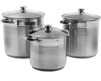 $70 Sedona Kitchen 3pc Stock Pot Set Stainless