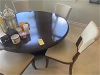 WOOD DINING TABLE WITH ROUND TOP - 30''x54''